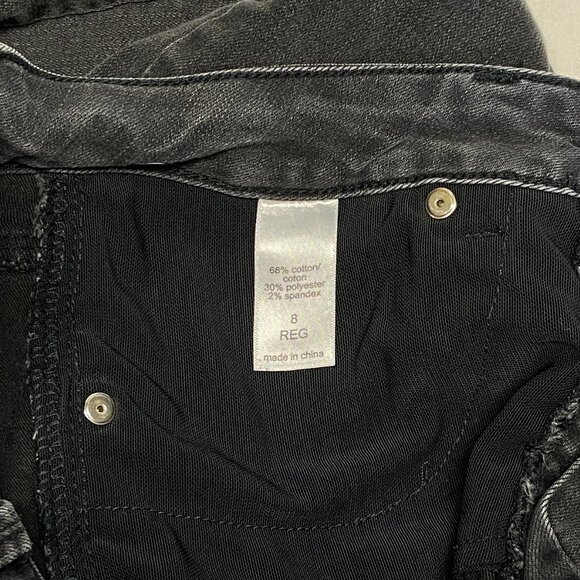 Maurices Everflex High Rise Skinny Button Fly Distressed Black Jeans 8 Raw Hem - Picture 12 of 13
